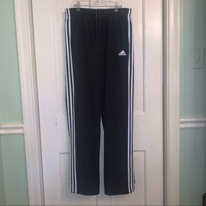 Adidas men's black 3 stripe track pants